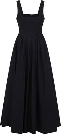 Sportmax Black Square Neck Stripes Maxi Dress