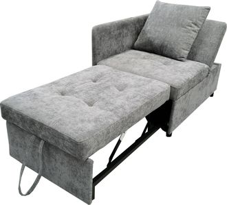 STILVORA Sof&aacute; Cama Convertible 3 En 1 Con Respaldo Ajustable 5 Posiciones Y Coj&iacute;n, Ahorra Espacio, En Lino Gris