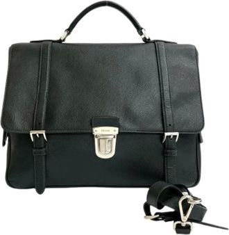 Prada Pre-owned Handbags, female, Black, Size: ONE SIZE Pre-owned Vintage Leather Handbag