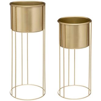Atmosphera Atmosphera - Juego De 2 Macetas Artifice Oro - Metal H58 Cm Cr&eacute;ateur DInt&eacute;rieur