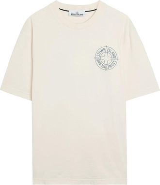 Stone Island Logo-print Cotton T-shirt - Ivory - XL