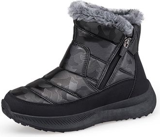 Generic Womens And Mens Winter Snow Boots Waterproof Dad And Mom Winter Snow Walking Shoes Casual Shoes Ankle Boots(Black,7.5 UK)