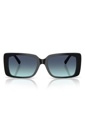 Tiffany & Co. 55mm Gradient Rectangular Sunglasses in Black On Tiffany Blue /Azure at Nordstrom