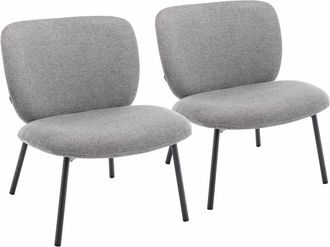 Oviala Juego de 2 sillones relax y tela gris oscuro