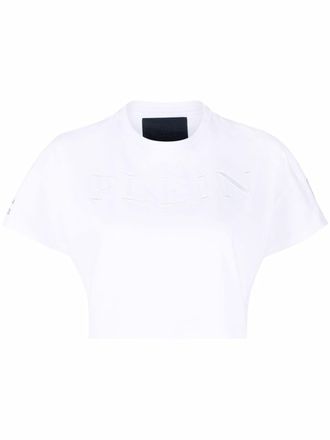 Philipp Plein T-shirt crop con decorazione - Bianco