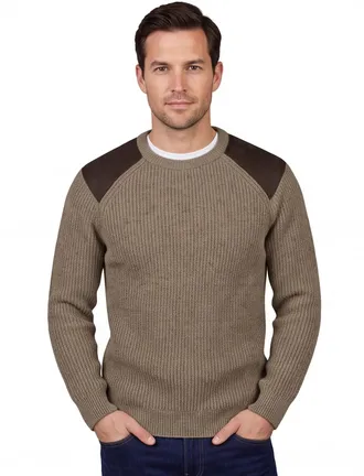 Barbour wollen Barbour trui effen khaki normale fit
