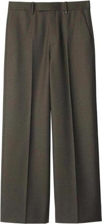 Burberry Wool Gabardine Pliss&eacute; Wijde Broek - Heren - Nette broeken - Grijs - XL - Wol - Broeken
