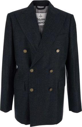 Vivienne Westwood Double-breasted Jacket - Heren - Blazers - Grijs - M - Wol - Jassen