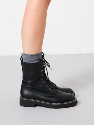Fat Face FatFace Violet Black Chunky PU Ankle Boots