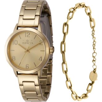 Invicta Wildflower Quartz Gold Dial Ladies Watch 47271 With Bracelet