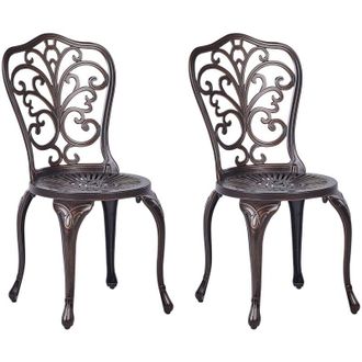 Beliani Beliani - Set di 2 sedie da pranzo vintage da giardino in alluminio marrone Bistro Triora