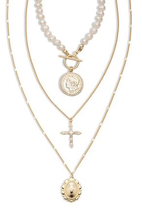 Electric Picks xSarah & Hollie Amore Necklace Set of 3 in Gold at Nordstrom