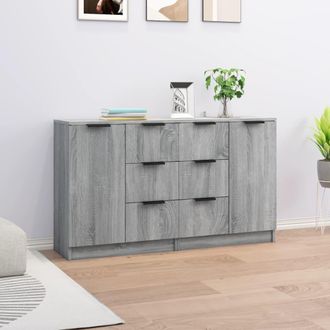 vidaXL Vidaxl - Aparadores 2 Uds Madera Contrachapada Gris Sonoma 60x30x70 Cm