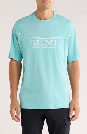 HUGO BOSS Noideryo Logo Appliqué T-Shirt in Turquoise/Aqua at Nordstrom Rack, Size X-Large