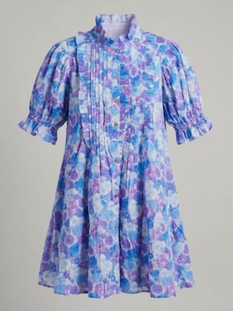 Entro Womens Floral Ruffle Neck Dress In Blue