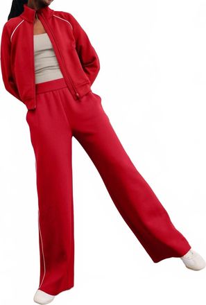 Beyond Yoga In The Flow Wide Leg Pant In Holly Red