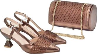 Generic Women Pointed Toe Rhinestoness Nigerian Shoe Bag Set Italy Party Shoes Set