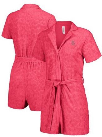 Lusso Womens Lusso Pink St. Louis Cardinals Trixie Cheetah Romper in Red at Nordstrom, Size Xx-Large