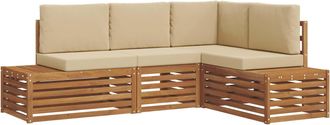 vidaXL Conjunto De Sof&aacute;s De Exterior Con Coj&iacute;n 4 Pieza Natural Y Beige Vidaxl