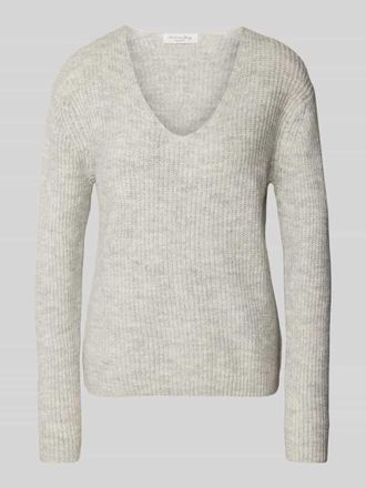 Christian Berg Regular Fit Strickpullover mit Woll-Anteil in Hellgrau Melange, Größe XXL