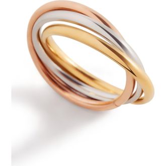 Mint & Lily Dainty Interlocking Fidget Ring in Tri-Color at Nordstrom, Size 10