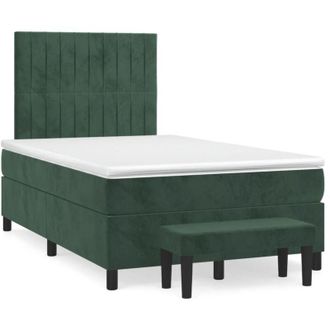 vidaXL Vidaxl - Cama Box Spring Con Colch&oacute;n Terciopelo Verde Oscuro 120x190 Cm