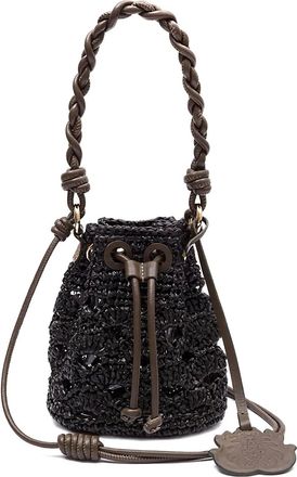 Isla Borsa mini con manico intrecciato - Nero