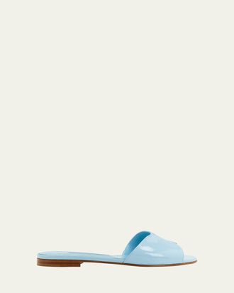 Manolo Blahnik Patent Calfskin Flat Sandals