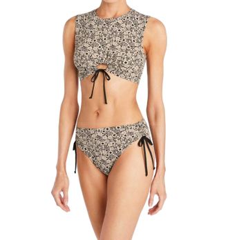 Robin Piccone Aubrey High Waist Bikini Bottom In Black Ivory
