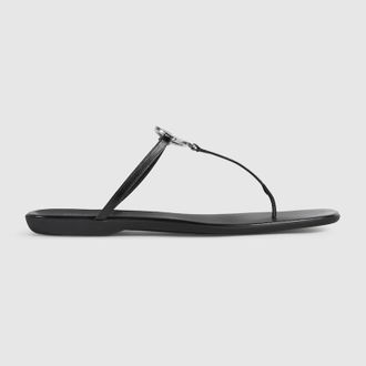 Gucci Mens Thong Sandal, Black, Leather