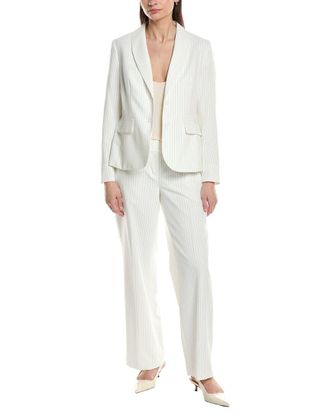 Le Suit 2Pc Pinstripe Shawl Collar Jacket & Wide Leg Pant Set