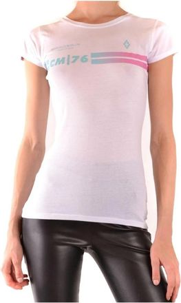 Marcelo Burlon Wit T-shirt met Stoffen Detail - Dames - T-shirts - Wit - S - Katoen - Tops