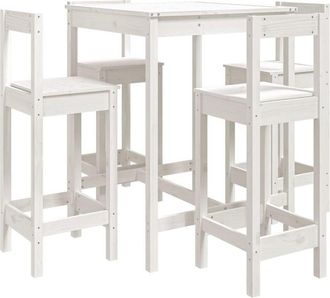 vidaXL 5 Piece Garden Bar Set White Solid Wood Pine Vidaxl