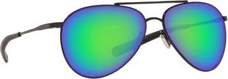 Costa Unisex Piper Polarized Sunglasses In Shiny Black Frame Green Mirror
