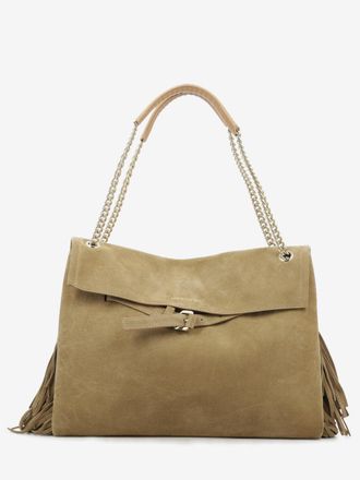 Orciani Borsa Venus Peach Fringe Midi a spalla biscotto