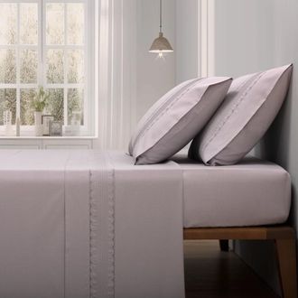 Casa da Laura S&aacute;banas 100% algod&oacute;n 200 hilos bordado gris cama 90 1 almohada 45 x