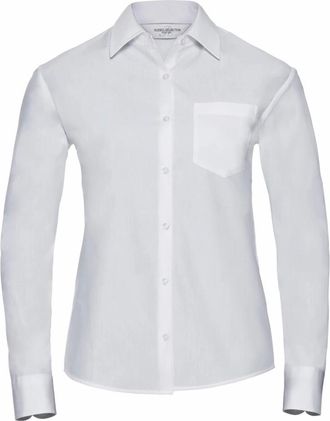 Russell Athletic Russell Collection Dames/Dames Katoen Popeline Easy-Care Formeel Overhemd Met Lange Mouwen (Wit)