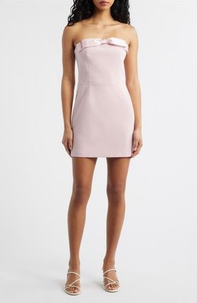 Lucy Paris Bella Bow Strapless Cocktail Minidress in Pink at Nordstrom, Size X-Large