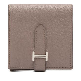 Herm&egrave;s Gray Grayish Chevre Leather Wallet (Bi-Fold) (Pre-Owned)