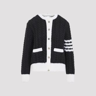 Thom Browne Aran Cable Crew Neack Cardigan