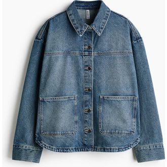 H&M Twill Shacket in Denim Blue at Nordstrom, Size Xx-Large