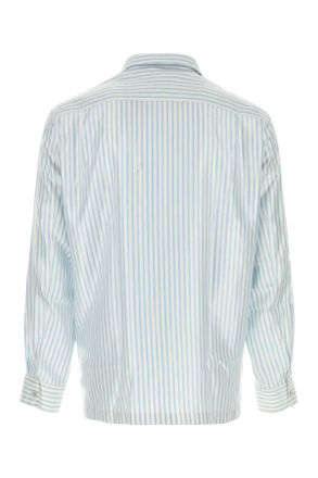 Tom Ford Mens Embroidered Satin Shirt Whitelightblue Silk Camicie