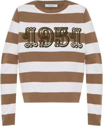 Max Mara Luxe Viterbo Gebreide Kleding voor Vrouwen - Dames - Ronde hals truien - Bruin - M - Wol - Truien & Vesten
