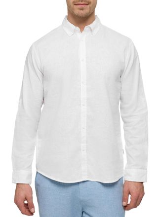 Indicode Langarmhemd INDICODE INBrayden, Herren, Gr. XXL, N-Gr, weiss (optical wei&szlig;), Web, Obermaterial: 55% Leinen, 45% Baumwolle, unifarben, regular fit norm