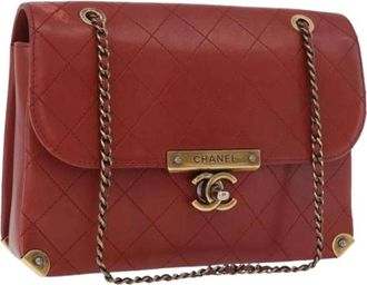 Chanel Pre-owned Vintage Flap Shoulder Bag - Dames - Vintage Schoudertas - Rood - ONE Size - Leer - Vintage