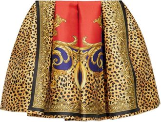 Versace Cheetah Barocco Zijden Duchesse Balletrok - Dames - Korte rokken - Veelkleurig - S - Polyester - Rokken