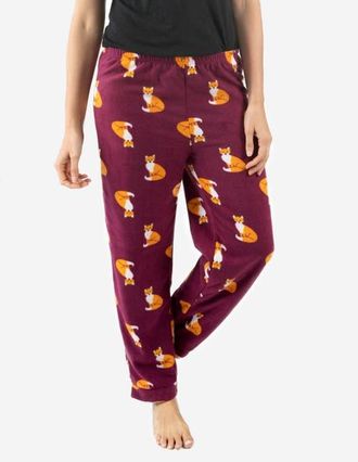 Leveret Womens Fleece Holiday Pajama Pants in Fox Maroon at Nordstrom, Size X-Large