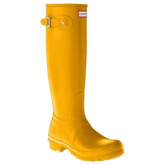 Hunter Original Tall Rubber Womens Calf Length Boots - Yellow - Size:UK 8