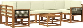 vidaXL Conjunto De Sof&aacute;s De Exterior 6 Uds. Natural Y Crema Vidaxl