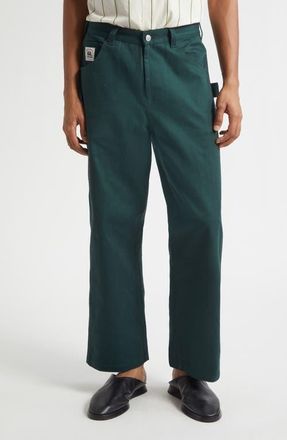 Bode Knolly Brook Cotton Twill Trousers in Dark Green at Nordstrom, Size 32